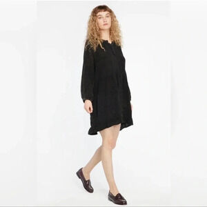 NWT LACAUSA Gauze Black Mineral Wash Organic Cotton Long Sleeves Dress Sz M